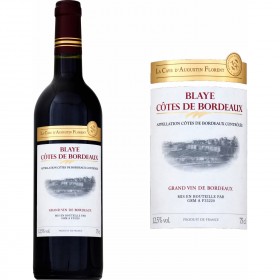 Vin rouge Blaye Côtes de Bordeaux 2016 CAVE AUGUSTIN FLORENT_Carrefour